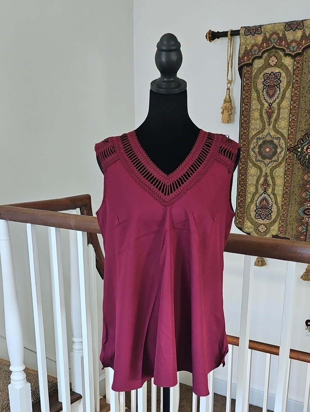 Burgandy Lace Trimmed Tank